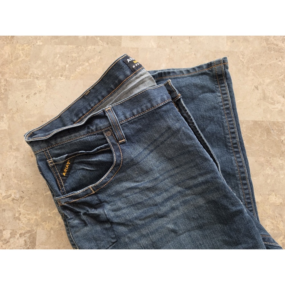 Ariat Rebar M5 Jeansβ Straight Leg Outdoor Cowboy Workwear Blue Denim Mens 44/30 - Picture 8 of 16